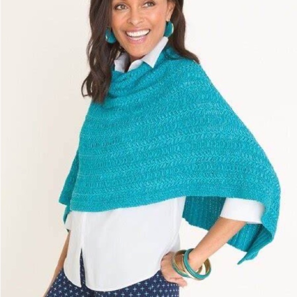 Chico’s Convertible S/M Teal Poncho-NWT